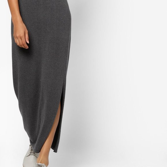 Only Dresses & Skirts - Only Dark Grey length skirt with elastic waist band and slits on both side